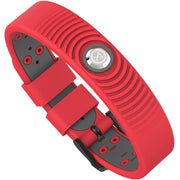 PROEXL 18 MAX bracelet front view shows bold red-gray design for all-day wear.