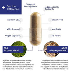 Professional Botanicals Tense-X ingredients: scute root and hops pollen support gentle relaxation.