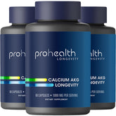 ProHealth Ca AKG bottle front with capsules for daily energy support.