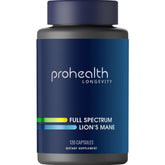 ProHealth Lion’s Mane full-spectrum bottle showing 120 capsules for cognitive vitality.