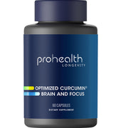 ProHealth Optimized Curcumin Brain and Focus bottle highlighting clarity from Longvida curcumin