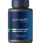 ProHealth Pterostilbene 250mg capsules bottle front emphasizing antioxidant formula