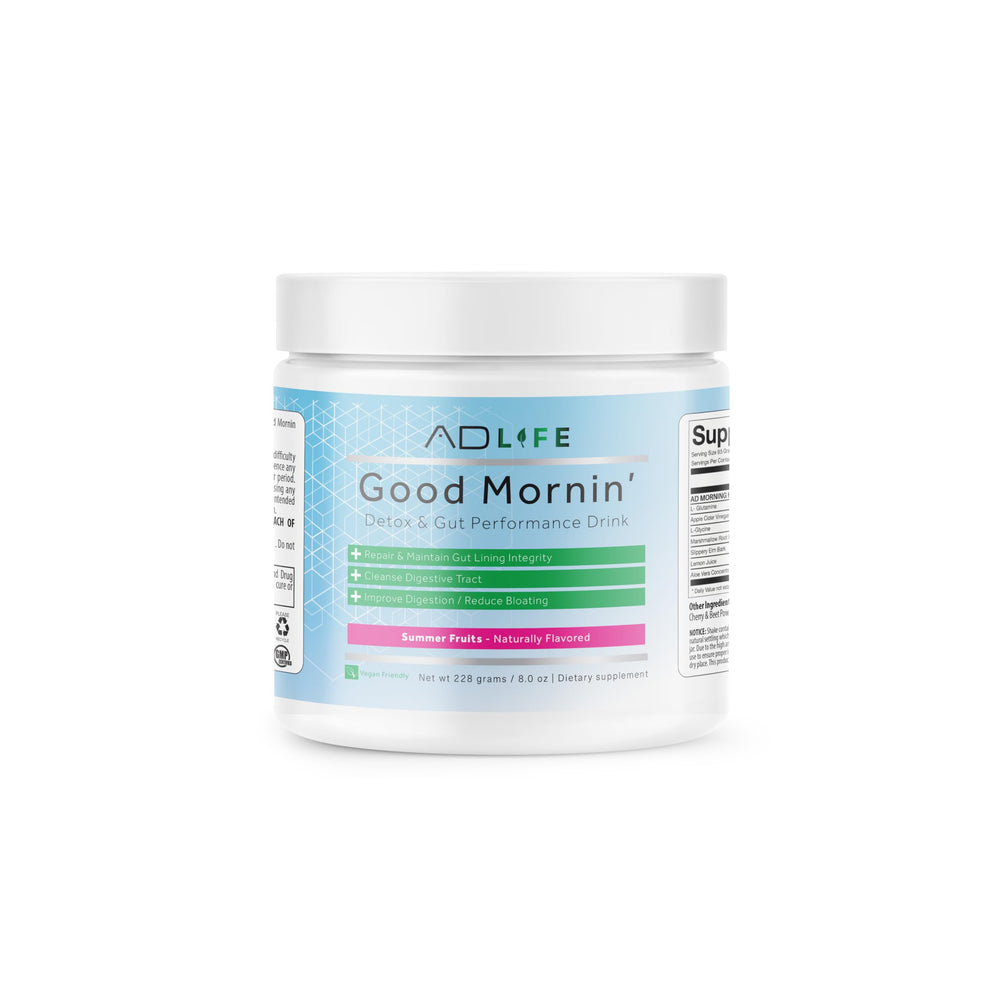 PROJECT AD Life Good Morning bottle with powder ready to mix for gut support.