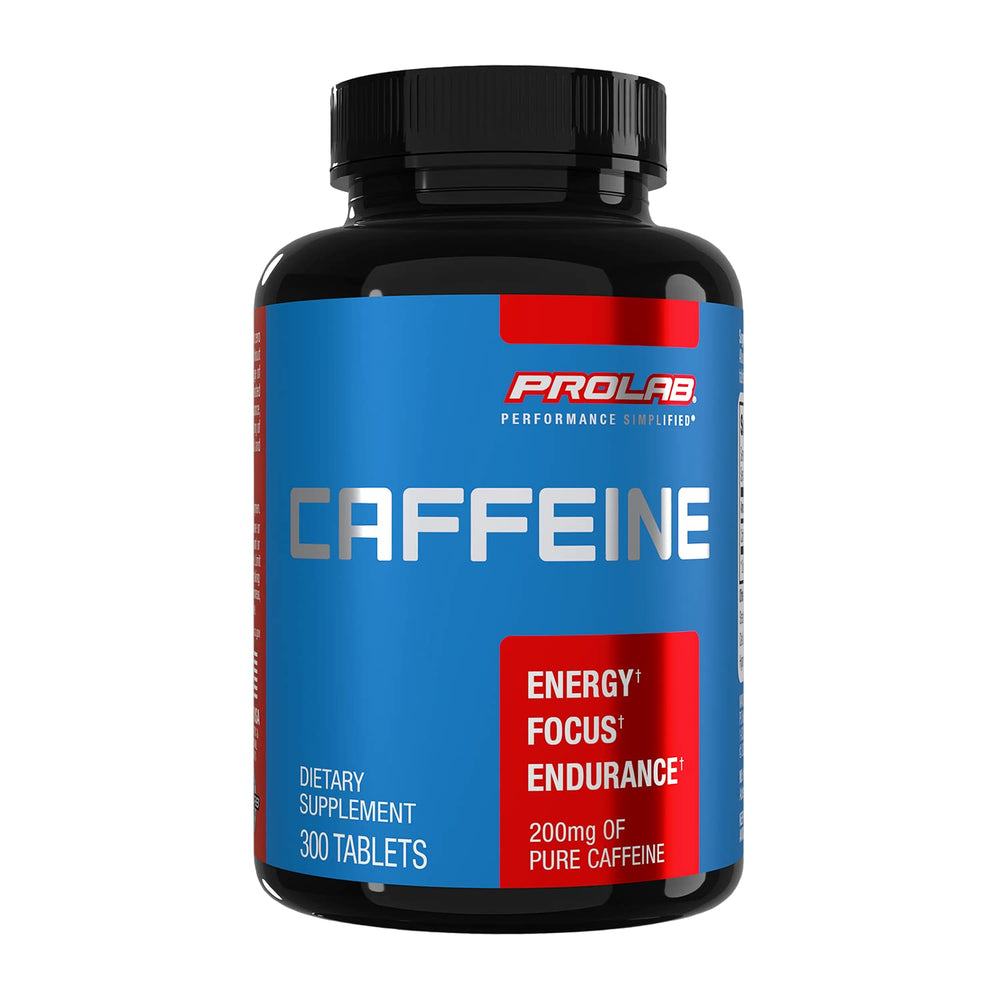 ProLab caffeine tablets 200mg bottle front for clean energy and focus.