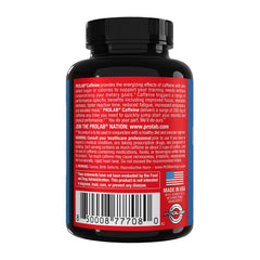 ProLab caffeine tablets 200mg packaging box showing 300-count value.