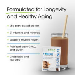 Glass of Prolon Longevity chocolate shake with smooth texture for post‑workout recovery