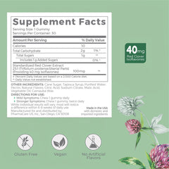 Promensil vegan gummies showcase hibiscus flavor and natural isoflavones.