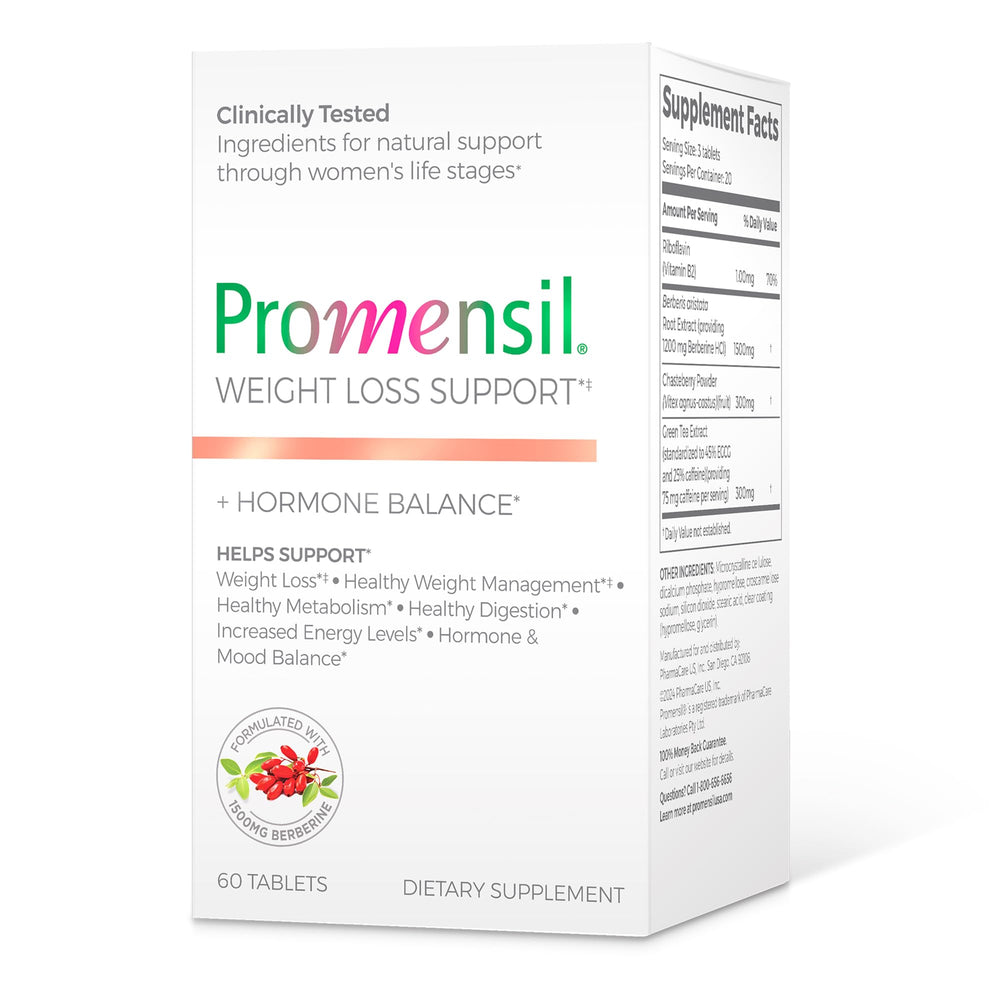 Promensil berberine tablets in bottle supporting metabolic wellness and weight management