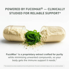 Prominent Nutrition Fucoidan packaging and label reinforces purity with third-party testing marks.