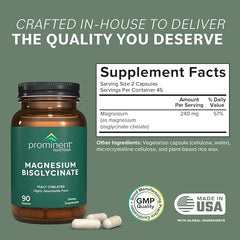 Prominent Nutrition magnesium bisglycinate capsules label close-up