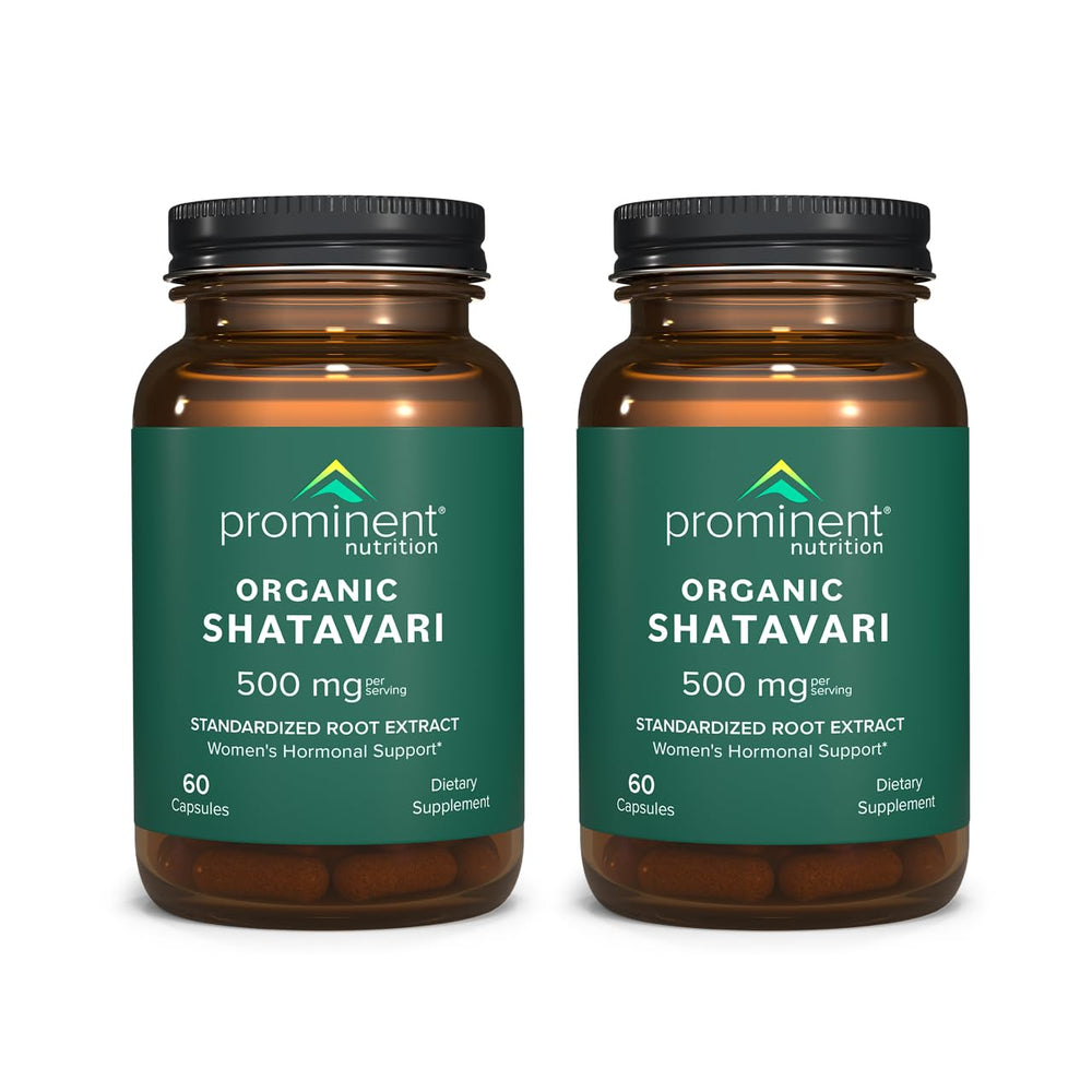 Prominent Nutrition Organic Shatavari capsules bottle supports daily hormone balance naturally.