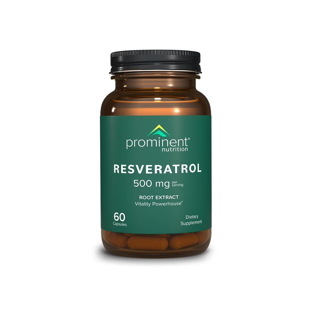 Prominent Nutrition Resveratrol bottle front with premium packaging for antioxidant support