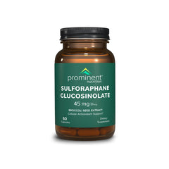 Prominent Nutrition sulforaphane glucosinolates bottle for easy daily gut support and antioxidant balance.