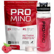 Promino Raspberry essential amino acids bottle pour supporting quick recovery after workouts