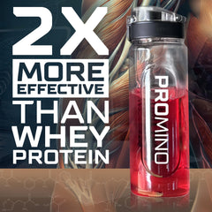 Promino Raspberry amino drink ready to mix in a glass after training