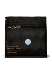 Promix Nutrition casein protein powder bottle shows grass-fed source for slow-release support