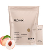 ProMix Nutrition Debloat bottle front showing white peach flavor for on-the-go daily use.