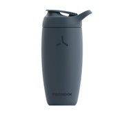 Promixx Pursuit shaker bottle in midnight blue with insulated stainless steel for cold shakes.