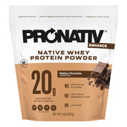 Pronativ mellow chocolate bottle showing native whey protein for recovery potential