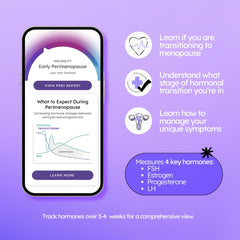 Proov Empower multihormone strip layout shows PdG and E1G testing.