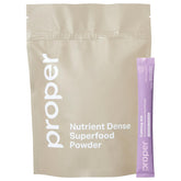 Proper Lavender Calming Aid powder in bottle promotes daily relaxation.