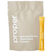 Proper Yellows energy powder tub in pineapple mango flavor for a natural energy lift.