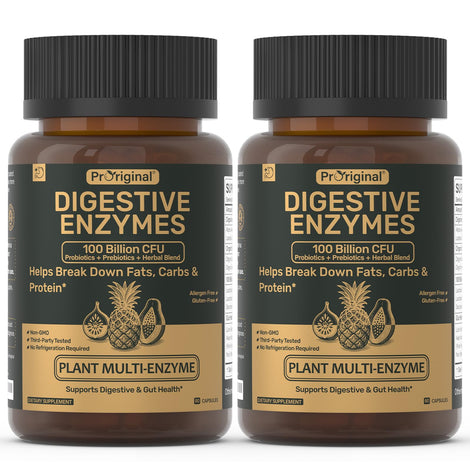 Proriginal Digestive Enzymes probiotic bottle for daily gut support and ease of use.