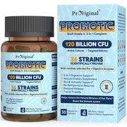Proriginal Probiotics bottle displaying 120B CFU for digestive support