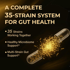 Proriginal capsules inside bottle indicate convenient daily digestive support.