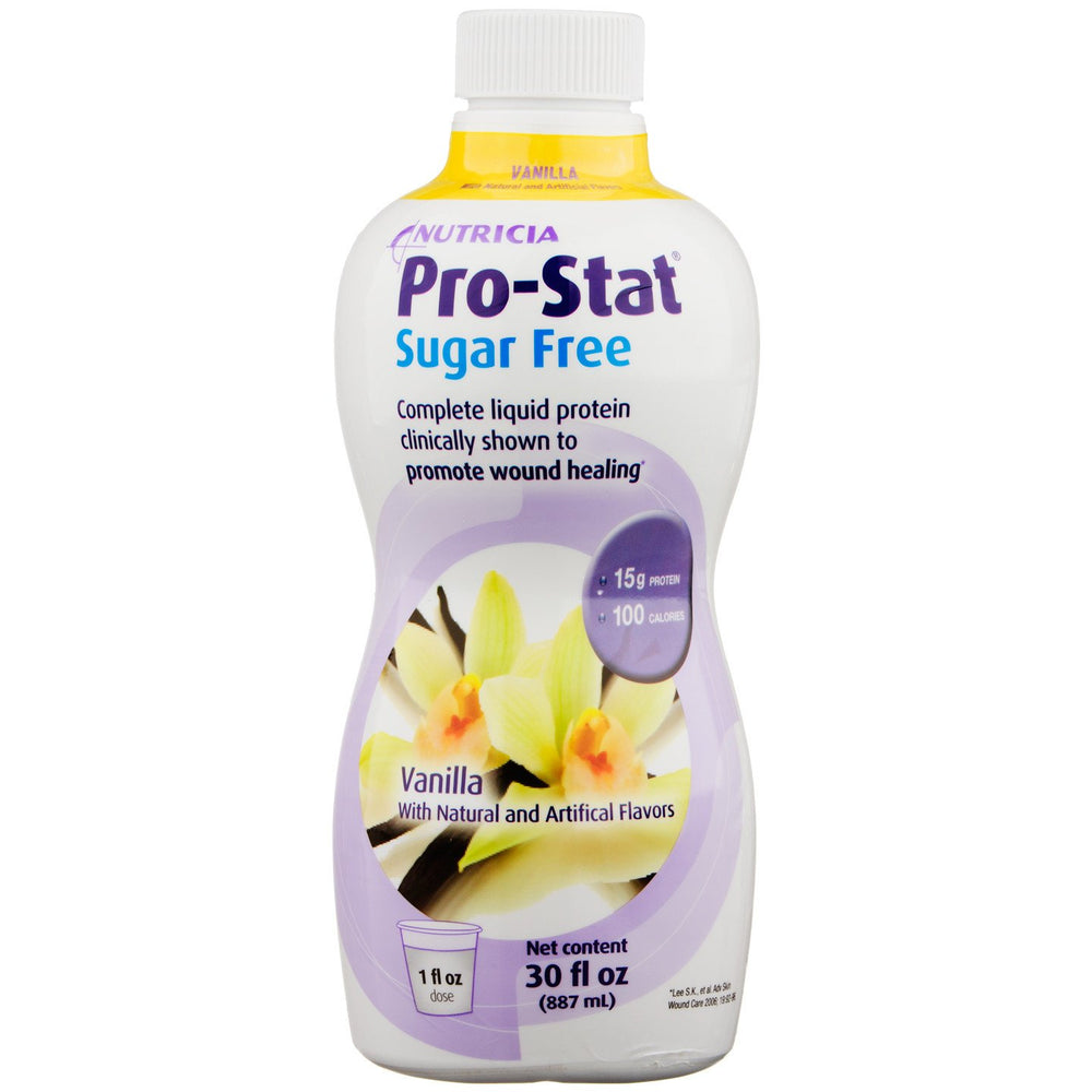 Prostat Pro-Stat sugar-free vanilla liquid protein bottle for post-workout fueling.