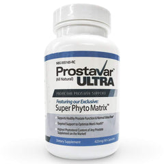 Prostavar Ultra bottle with label highlighting the high phytosterol content for daily support.