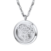 PROSTEEL diffuser necklace pendant with rose design for on-the-go aromatherapy