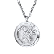 PROSTEEL diffuser necklace pendant with rose design for on-the-go aromatherapy