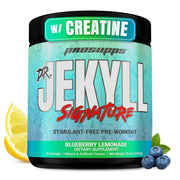PROSUPPS Dr. Jekyll Signature pre-workout powder in Blueberry Lemonade boosts focus and endurance.