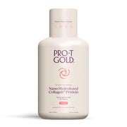 ProT Gold Berry Sugar Free Liquid Protein Shot bottle closeup for quick nourishment.