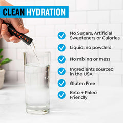 PROTEKT Raspberry packet pouring into a glass for fast, flavorful hydration.