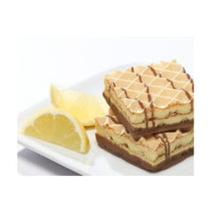 ProtiFit Lemon Wafer Bar cross-section reveals crunchy lemon layers and protein-rich filling