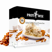 ProtiWise Salted Toffee Bar packaging on display, a convenient high-protein snack