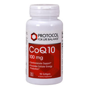 Protocol for Life Balance CoQ10 100mg bottle with clear dosage label.