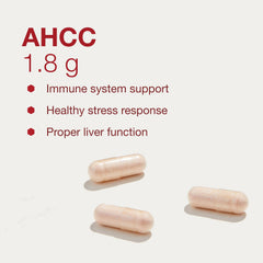 Capsules in hand illustrate easy daily routine with PROTOCOL FOR LIFE BALANCE AHCC