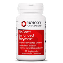 Protocol for Life Balance BioCore Enhanced Enzymes bottle front shows plant-based digestion support