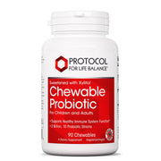 PROTOCOL FOR LIFE BALANCE chewable probiotic bottle showing 2B CFU for digestive support