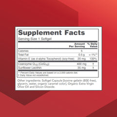 PROTOCOL FOR LIFE BALANCE CoQ10 bottle back view detailing halal and egg-free status