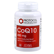 PROTOCOL FOR LIFE BALANCE CoQ10 bottle front view highlighting 400mg dose for energy support