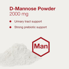 PROTOCOL FOR LIFE BALANCE D-Mannose powder close-up shows fine texture ready to mix.