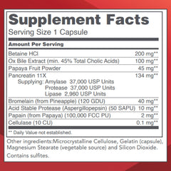 PROTOCOL FOR LIFE BALANCE Enzymes-HCl bottle back view with ingredients and directions