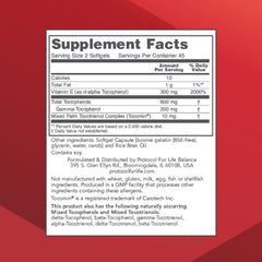 PROTOCOL FOR LIFE BALANCE Gamma E Toc Complex bottle back with supplement facts
