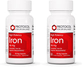 Protocol for Life Balance Iron 36mg bottle on shelf, supports energy and daily immune function.