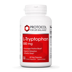 PROTOCOL FOR LIFE BALANCE L-Tryptophan 500mg bottle front view highlights calm-support formula