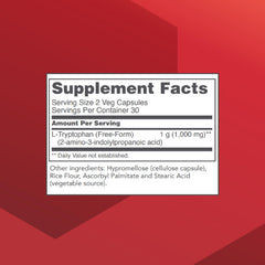 PROTOCOL FOR LIFE BALANCE L-Tryptophan 500mg label shows clean, vegetarian-friendly packaging